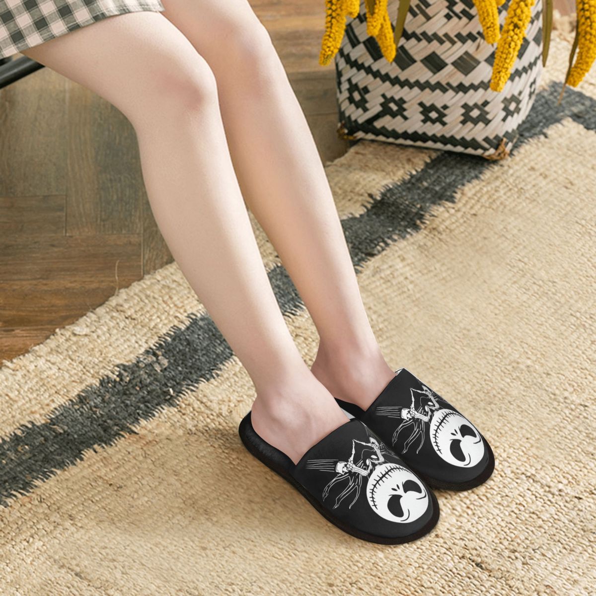 Custom The Nightmare Before Christmas Comfy Scuff Memory Foam Slippers Women Jack Skellington Heart Spa House Shoes