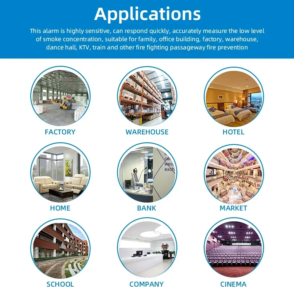 Smoke Detector Sensor For Independent Home Warehouse Security Smart Smoke Fire Alarm Replaceable Alarmas De Seguridad Para Casa
