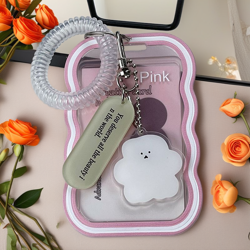Ins Transparent Student Card Holder; Meal Card School Spring Pendant Keychain