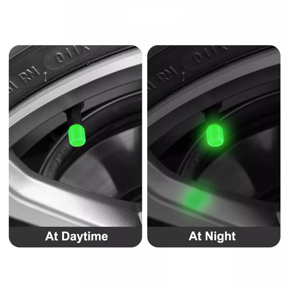 4 pçs tampas de válvula de pneu luminosa carro motocicleta brilhante tampa da válvula pneu roda hub estilo brilhante tampa do pneu ferramenta acessórios automóveis