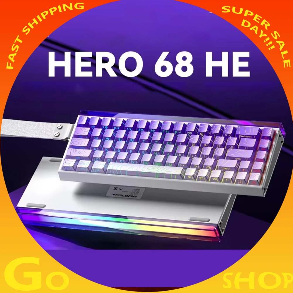 Новая игровая магнитная клавиатура AULA HERO 68HE Pro Ultra, проводная RGB, механическая клавиатура с горячей заменой, компьютерные аксессуары на заказ