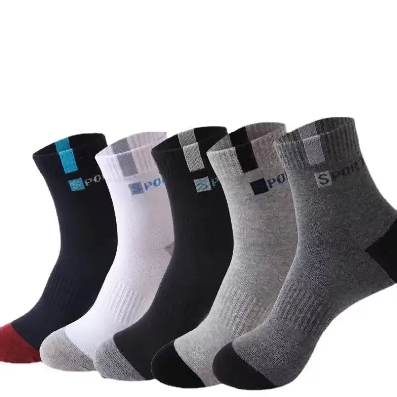 10 Paar bequeme und atmungsaktive Sportsocken für Herren, modischer gestreifter Baumwollschweiß