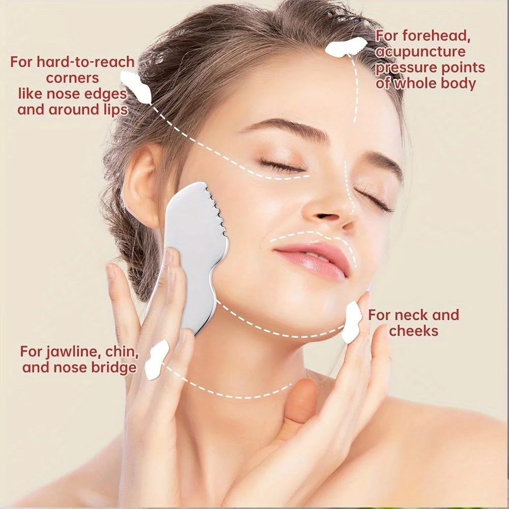 ใหม่สแตนเลสสตีล Body Facial Gua Sha เครื่องมือเครื่องมือนวดหน้าและคอสําหรับการไหลเวียนโลหิต Body Lymphatic Drainage Massager