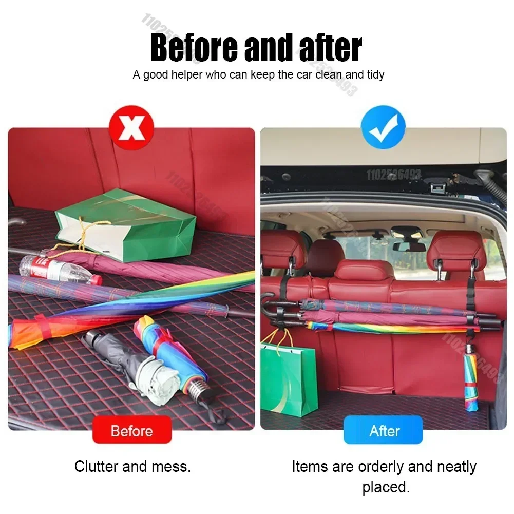 Crochet de siège arrière de voiture, 2 pièces, appui-tête de siège arrière multifonction suspendu, support de coffre de parapluie réglable, accessoires d'intérieur automobile