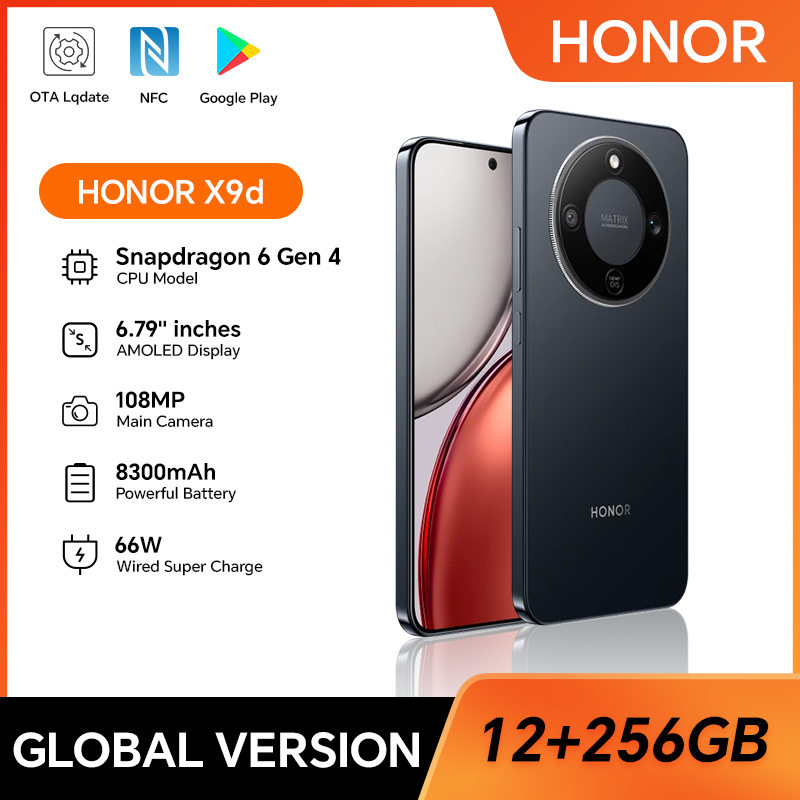 Original Global Version HONOR X9d 12GB+256GB 6.79'' 120Hz AMOLED Screen 108MP Main Camera 8300 mAh 66W Supercharge Dual SIM