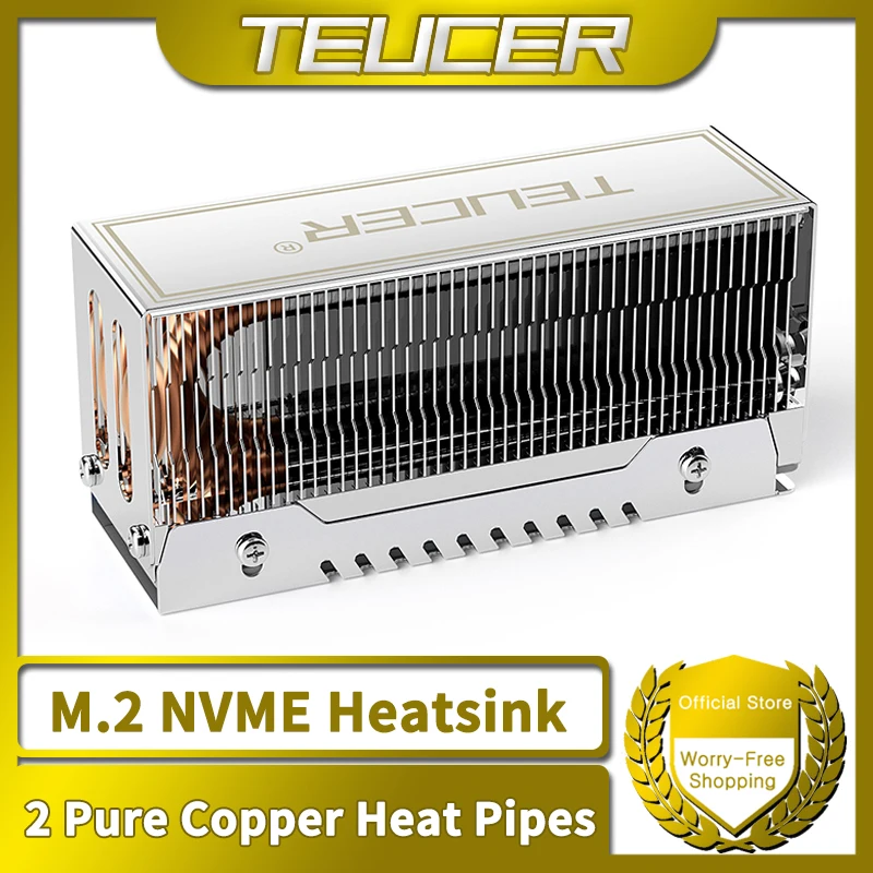 Радиатор с двойной тепловой трубкой TEUCER M2-10 M.2 2280 NVMe SSD-кулер с термопрокладкой Компьютерные аксессуары