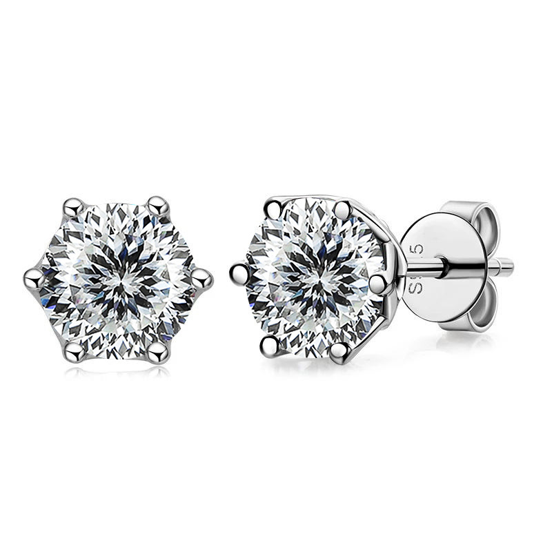 JoyceJelly 1/2/4CT VVS D カラーモアッサナイトロシアカット 8H8A ラボダイヤモンドスタッドピアス女性 S925 スターリングシルバーファインジュエリー