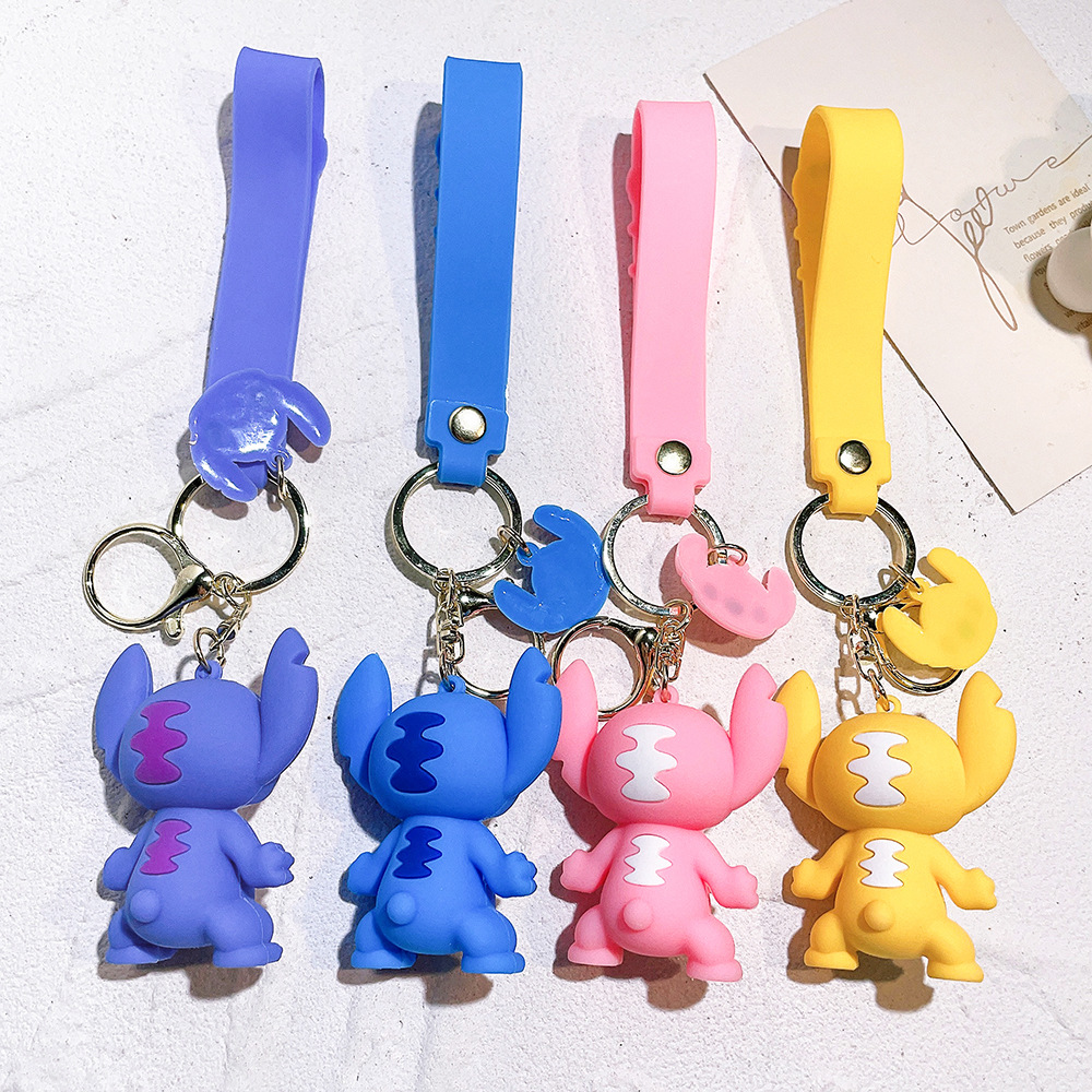 1 szt. breloczek Stitch, miękka plastikowa figurka, kreatywny breloczek do kluczy z PVC w stylu kosmicznym, zawieszka do kluczyków samochodowych, prezent
