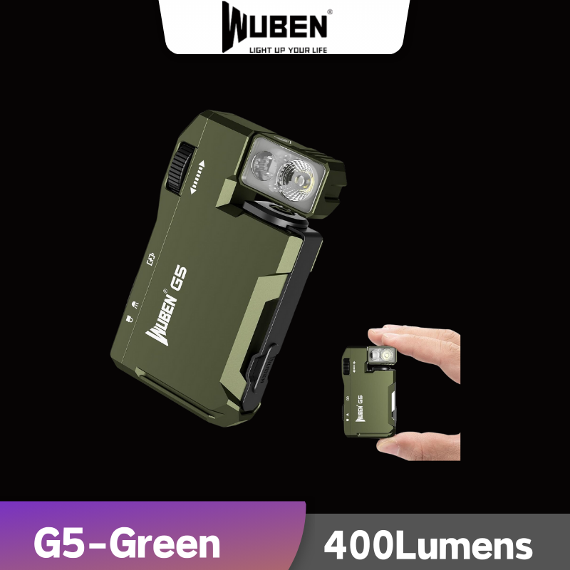 WUBEN G5 EDC Фонарик 400 люмен RGB и белый Тип-C Перезаряжаемый карманный блестящий брелок Свет Встроенный аккумулятор Зеленый
