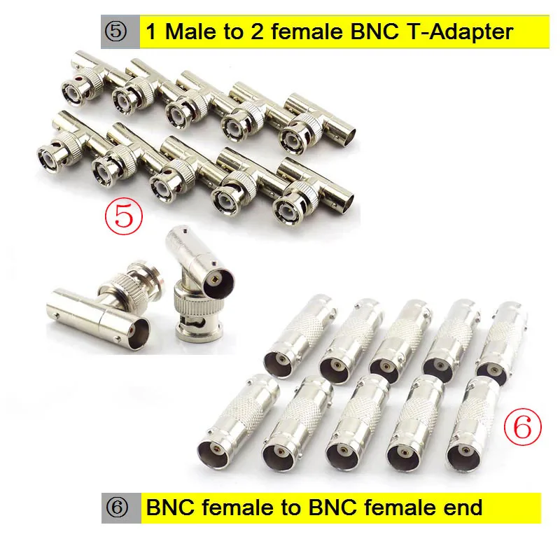 1 Uds BNC RCA macho hembra a BNC RCA macho hembra adaptador enchufe Cable coaxial Video audio cable convertidor conector para cámara CCTV E1