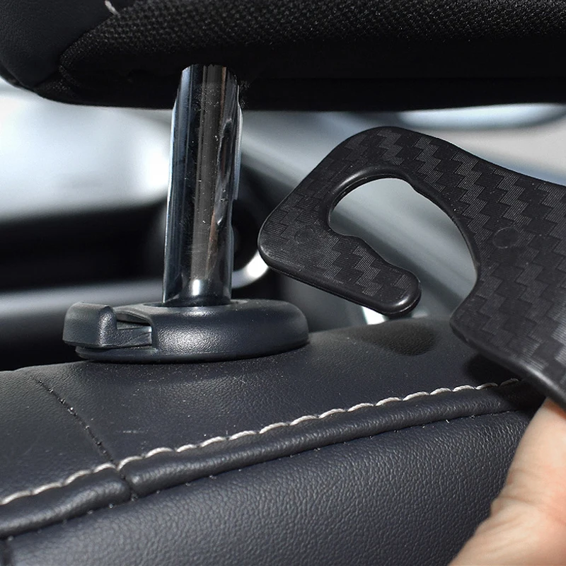 4 szt. Hak z włókna węglowego zagłówek fotela samochodowego hak Auto tylne siedzenie organizator wieszak torebka uchwyt na ubrania akcesoria do wnętrza samochodu