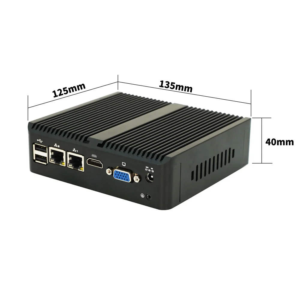 Mini PC industriale senza ventola j6412 j4125 12a generazione N100 N150 2 * LAN RS232 HD VGA Win10/11 Linux Ubuntu WIFI Computer desktop PC domestico
