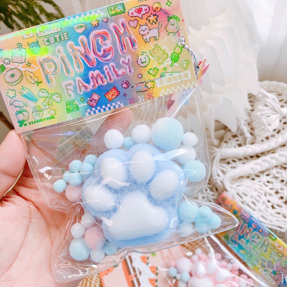 Mini PU Squeeze Toy para Meninas, Pé De Gato, Antistress, Alívio Do Estresse, Descompressão, Mochi Fidget, Contas De Terapia, Menina