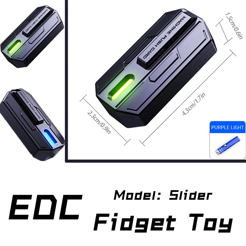 Edc luminoso slider ponta do dedo brinquedo fidget metal ponta do dedo girador aliviar ansiedade e estresse ferramenta tdah cartão mecânico presente adulto
