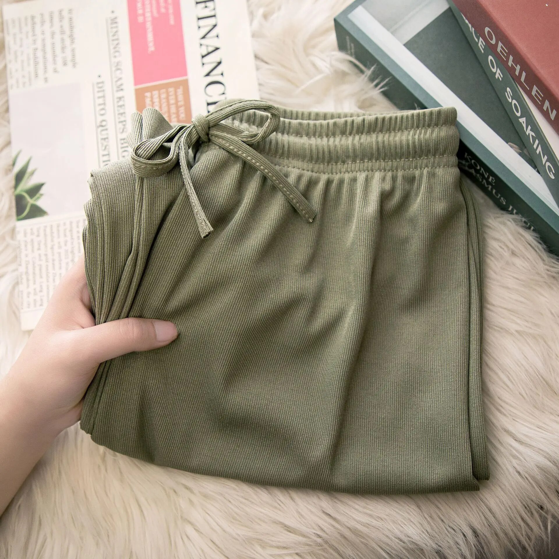 Pantalones largos de pierna ancha para mujer, calzas básicas holgadas de cintura elástica, informales, primavera y verano