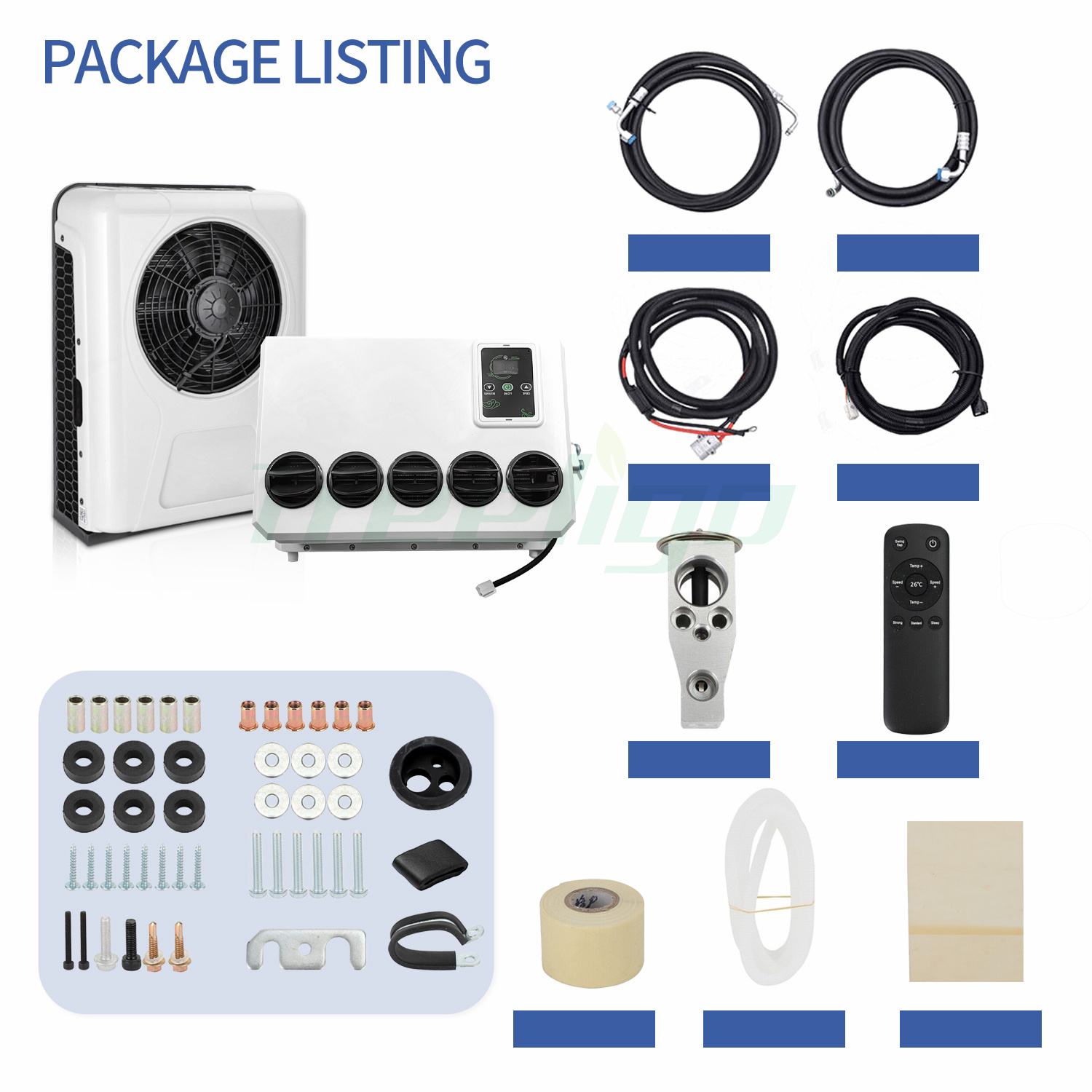 AC Parkir Otomotif Split Elektrik 12V 24V Sistem Pendingin Udara untuk Mobil Bus Van Traktor Truk Kamp Van Perahu