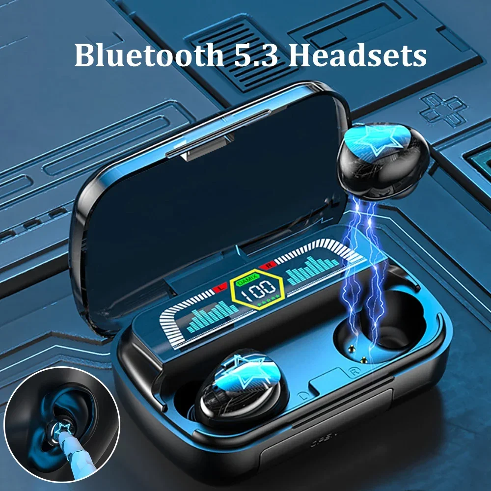 Écouteurs intra-auriculaires sans fil Bluetooth TWS, avec micro, stéréo, Sport, commande tactile, longue veille, appel HD, jeu