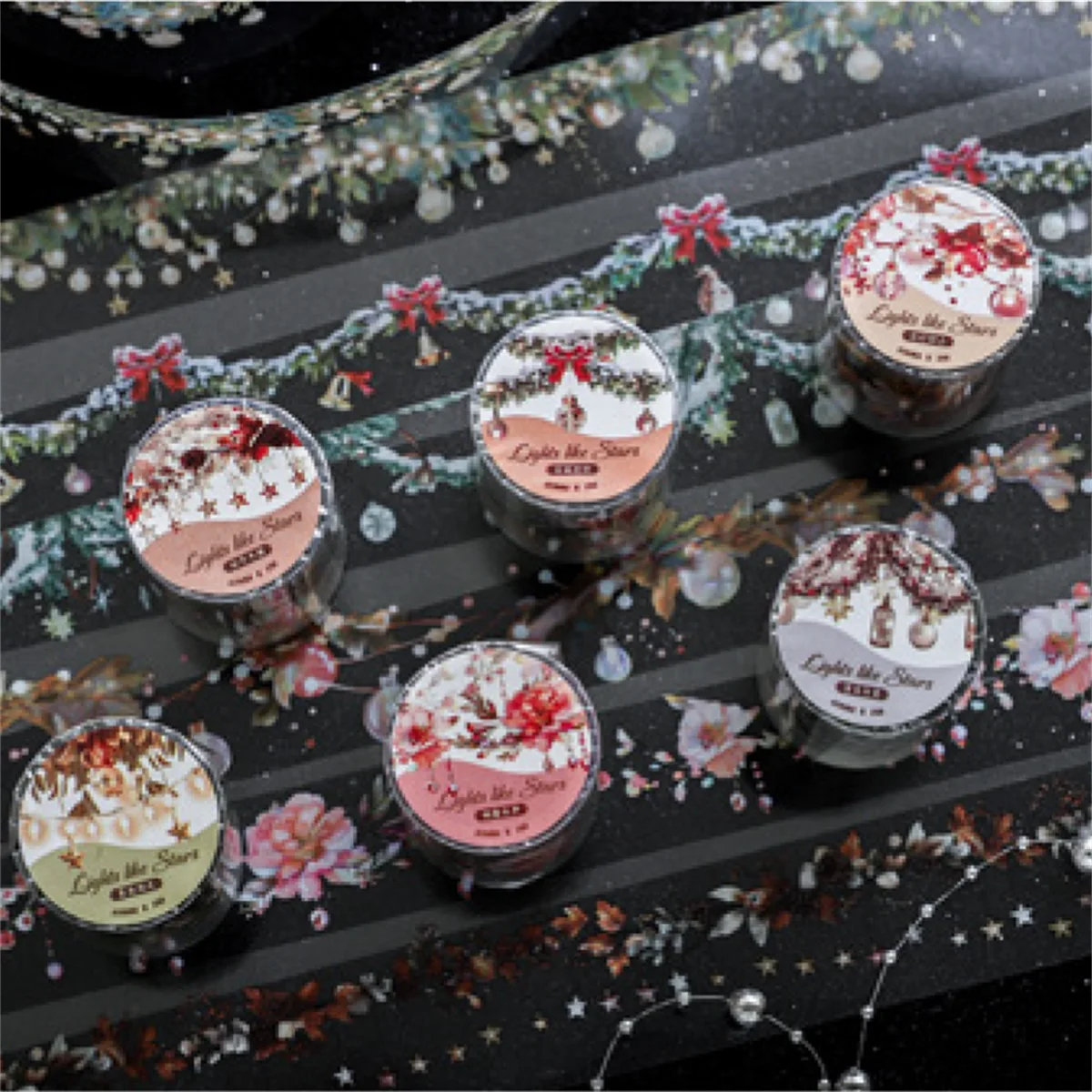 นายกระดาษ, Starry Lights Series เทป PET, คริสต์มาสขอบภูมิทัศน์เทปเต็นท์มือ DIY ตกแต่งภูมิทัศน์เทปหมุนเวียน
