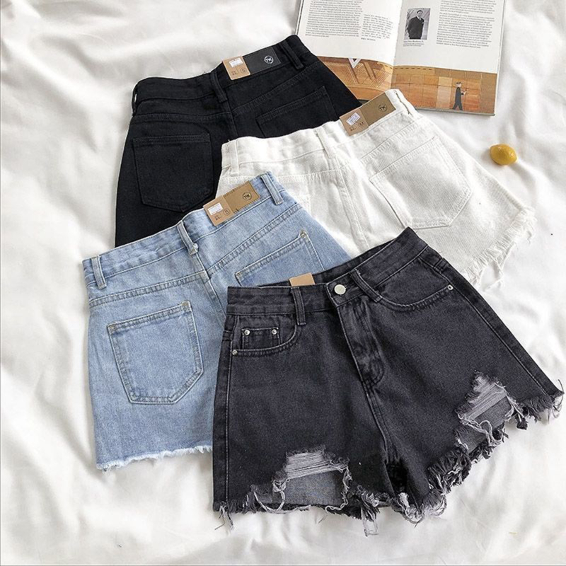 A-line Denim Hot Pants Women High Waist Solid Summer Wide Leg Short Jeans Female Street Outfit Clothes Casual Basic Pant