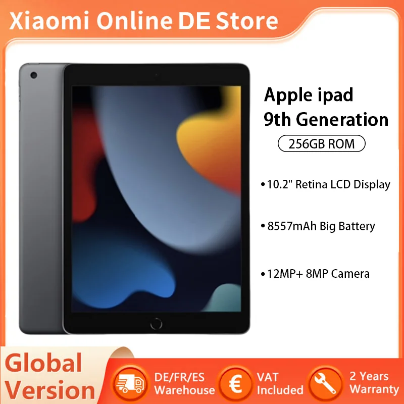 100% Original Apple iPad 9th 2021 Wi-Fi Version 10.2'' IPS Retina Display A13 Bionic Chip iOS Tablet Touch ID 8557 mAh