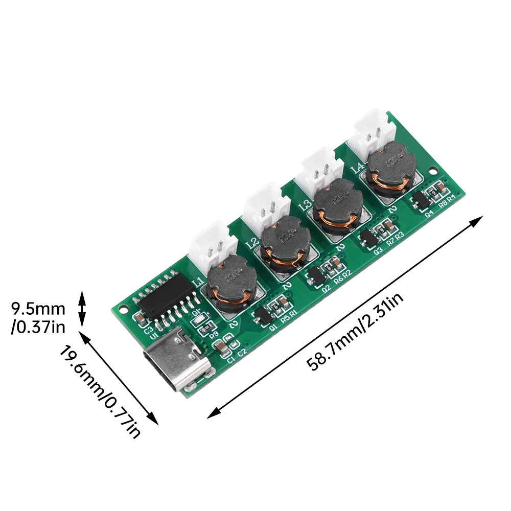 Módulo humidificador de cuatro pulverizadores sin interruptor DC5V, tablero de Control de atomización, interfaz de TYPE-C de nebulizador ultrasónico DIY