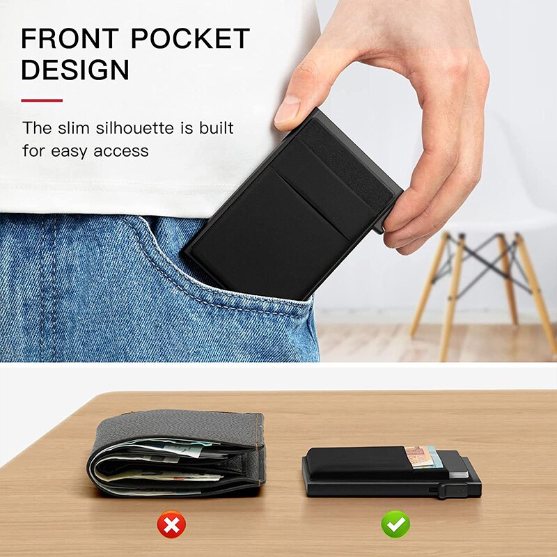 Tarjetero Rfid para hombre, Mini Carteras minimalistas finas y delgadas, tarjetero de identificación bancaria de Metal de lujo, cartera para hombre, Carteras a elegir