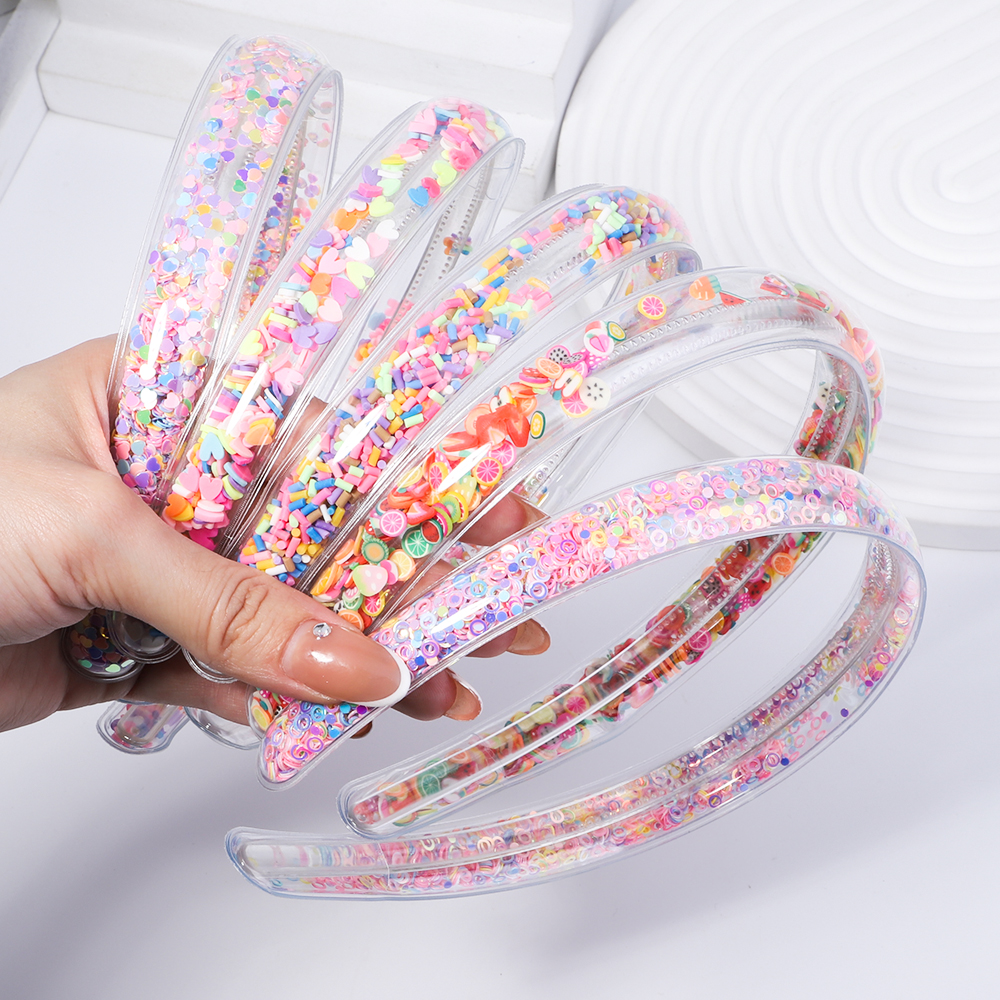 Transparente areia movediça headbands para crianças meninas moda glitter lantejoulas dentes hairbands moldura aros de cabelo acessórios para o cabelo