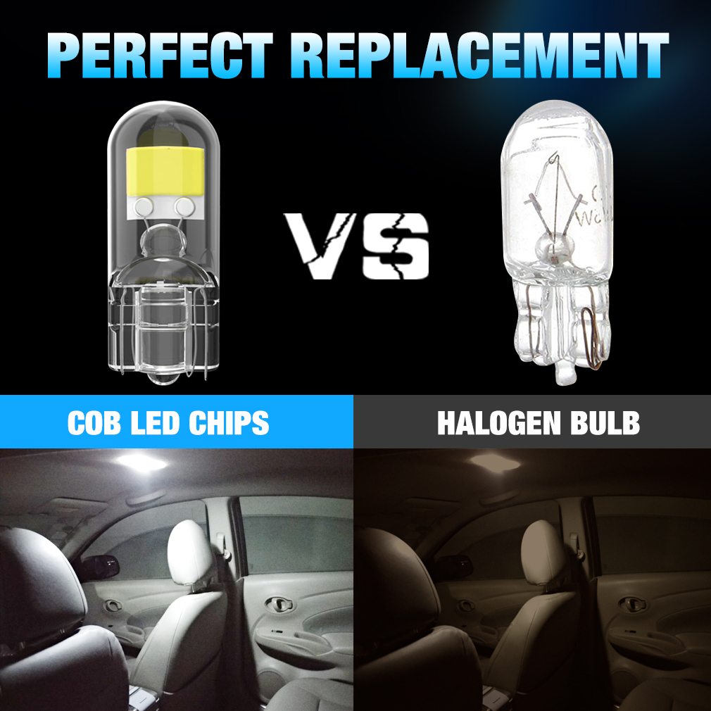 2/6x w5w t10 lâmpadas led canbus w5w safira cob drive-free led cunha lâmpada 6000k 168 194 led 5w5 interior do carro cúpula lâmpada de leitura