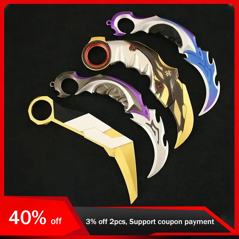 Periféricos de juego Valorant de 16cm, modelo de arma Karambit sin cortar, espada de juguete Balisong, regalos de Metal para Cosplay, adorno de colección para niño