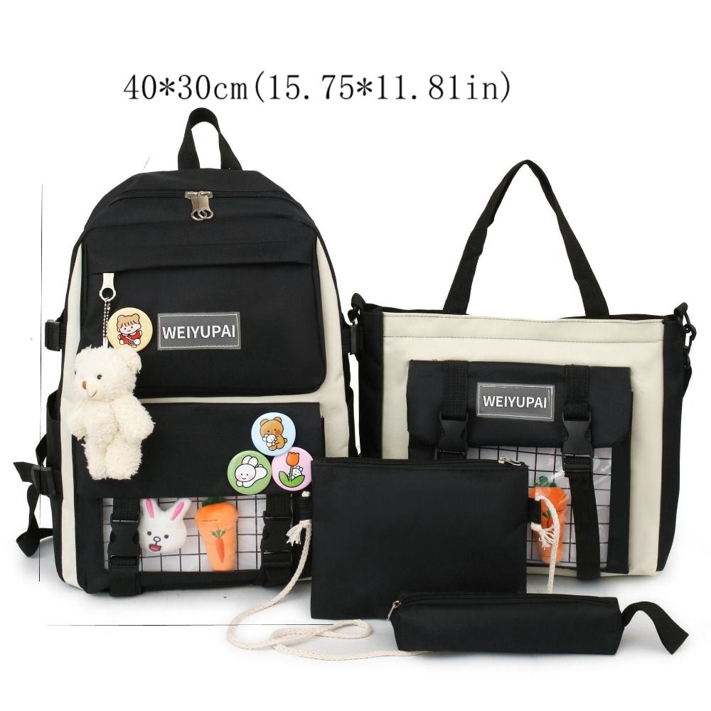 Mochila de nailon de gran capacidad para estudiantes, bolso escolar de lona con insignia Simple, de estilo coreano, a la moda