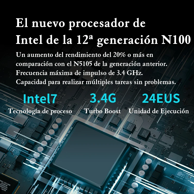 Mini PC Microdata N100 con Win11 64 bit,Intel Alder Lake N100 8GB de RAM, 256GB, SSD, Wifi, BT, 1000M, LAN