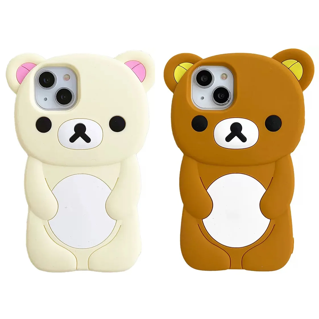 Funda suave de silicona Rilakkuma Bear para iPhone 16 15 14 13 12 11 Pro Max mini Plus Xs XR 6 7 8 Plus