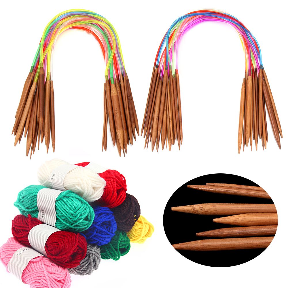 18 размеров/комплект, бамбуковые круговые спицы для вязания