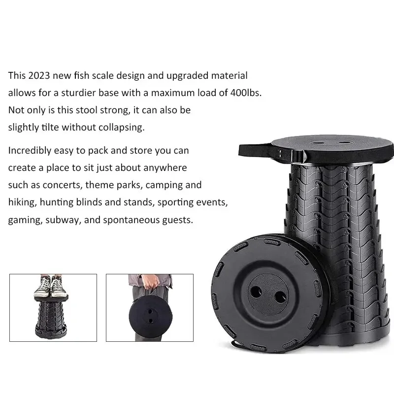 2025 Upgraded Portable Foldable Folding Stool Retractable Folding Camping Stool Suitable* For Adults Outdoor+ Fishing Gardening
