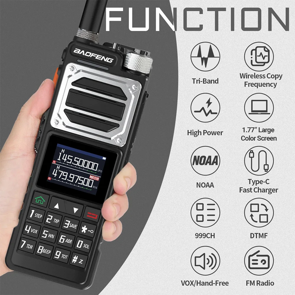 Baofeng UV-25M Tri Band 10W Walkie Talkie UHF VHF MW FM Air NOAA Multibandempfänger UV-25 Handheld Ham Two Way Radio