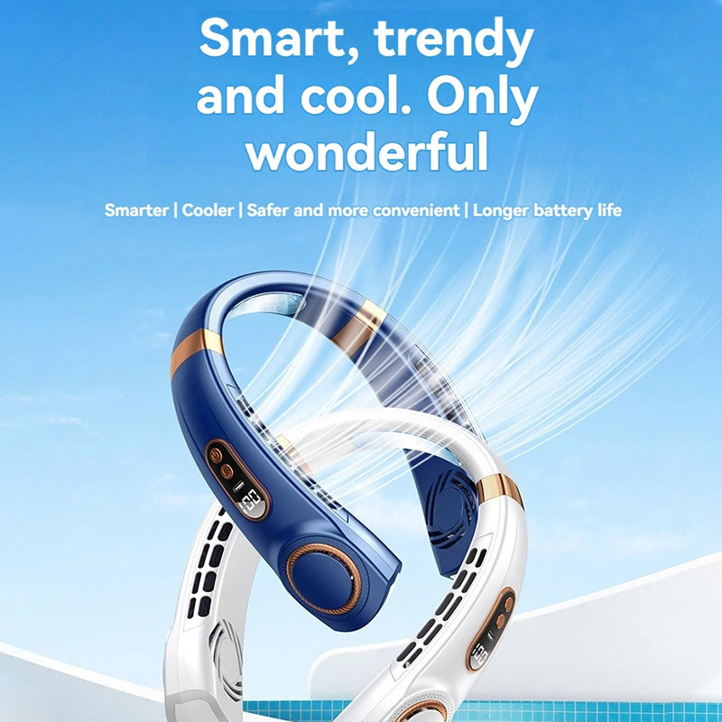 2024 New Outdoors Portable Halterneck Fan USB Handheld Silent Multi-function Bladeless Mini Electric Hanging Neck Fan