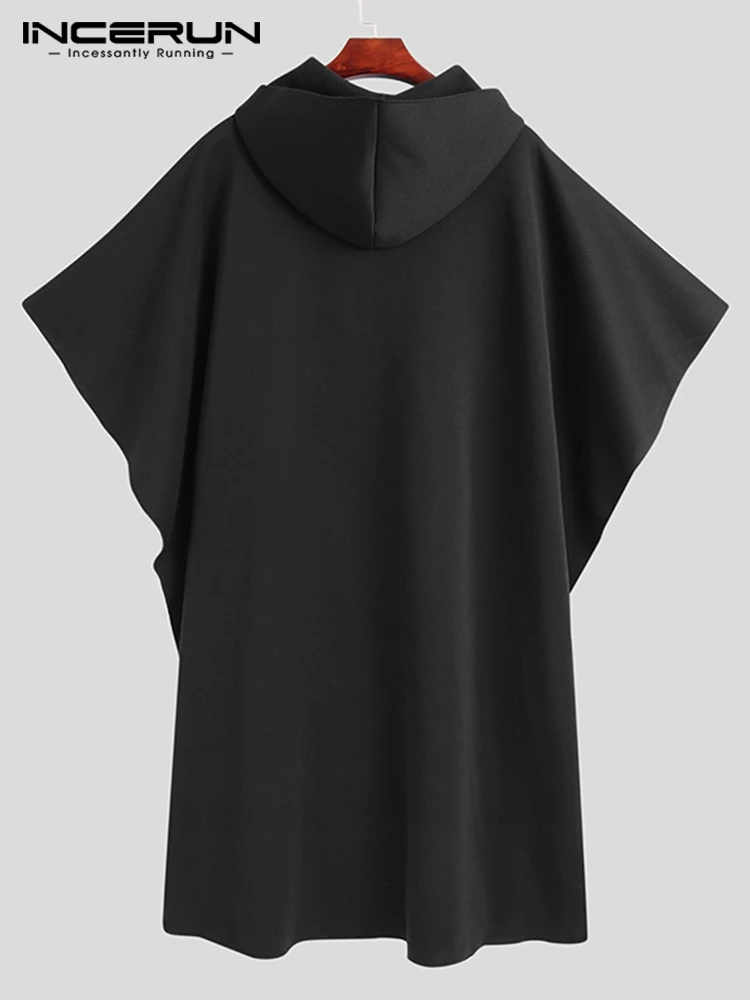 Männer Lose Schwarze Mäntel INCERUN Mode Unregelmäßigen Mit Kapuze Mantel Herbst Winter Männlichen Langarm Graben Retro Outwear Jacken S-5XL