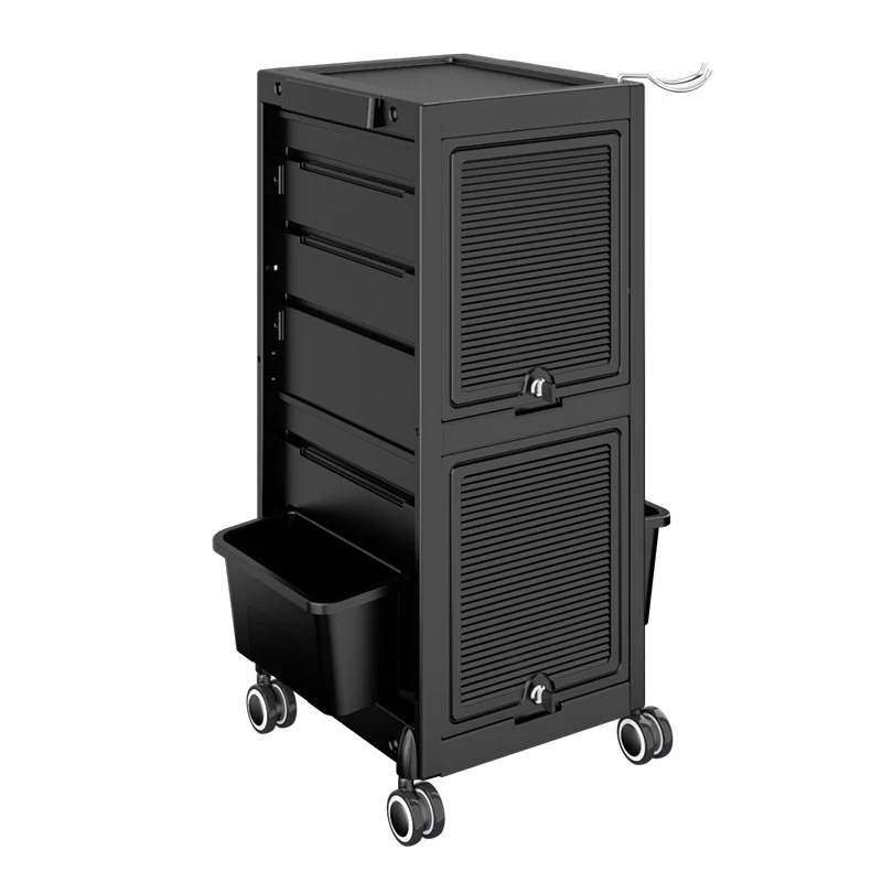 Carro de salón con cerradura, organizador de herramientas con cerraduras para estaciones de estilista, carro de herramientas rodante negro, peluquero de seguridad