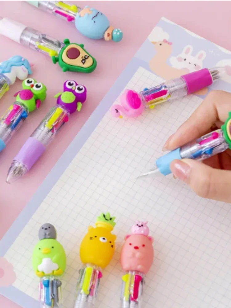 20 ชิ้น/ล็อตน่ารักการ์ตูน 4 สี Mini ปากกาลูกลื่น Kawaii Unicorn Flamingo Retractable เครื่องเขียนของขวัญอุปกรณ์สํานักงานโรงเรียน