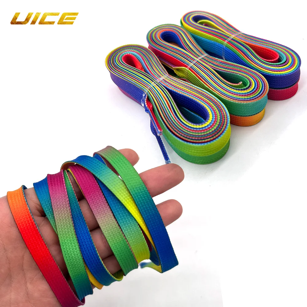 Cadarços para patins de hóquei, acessórios de hóquei 72 84 96 108 120 130 polegadas, trança de camada dupla, ponta encerada reforçada, design de patins de hóquei no gelo