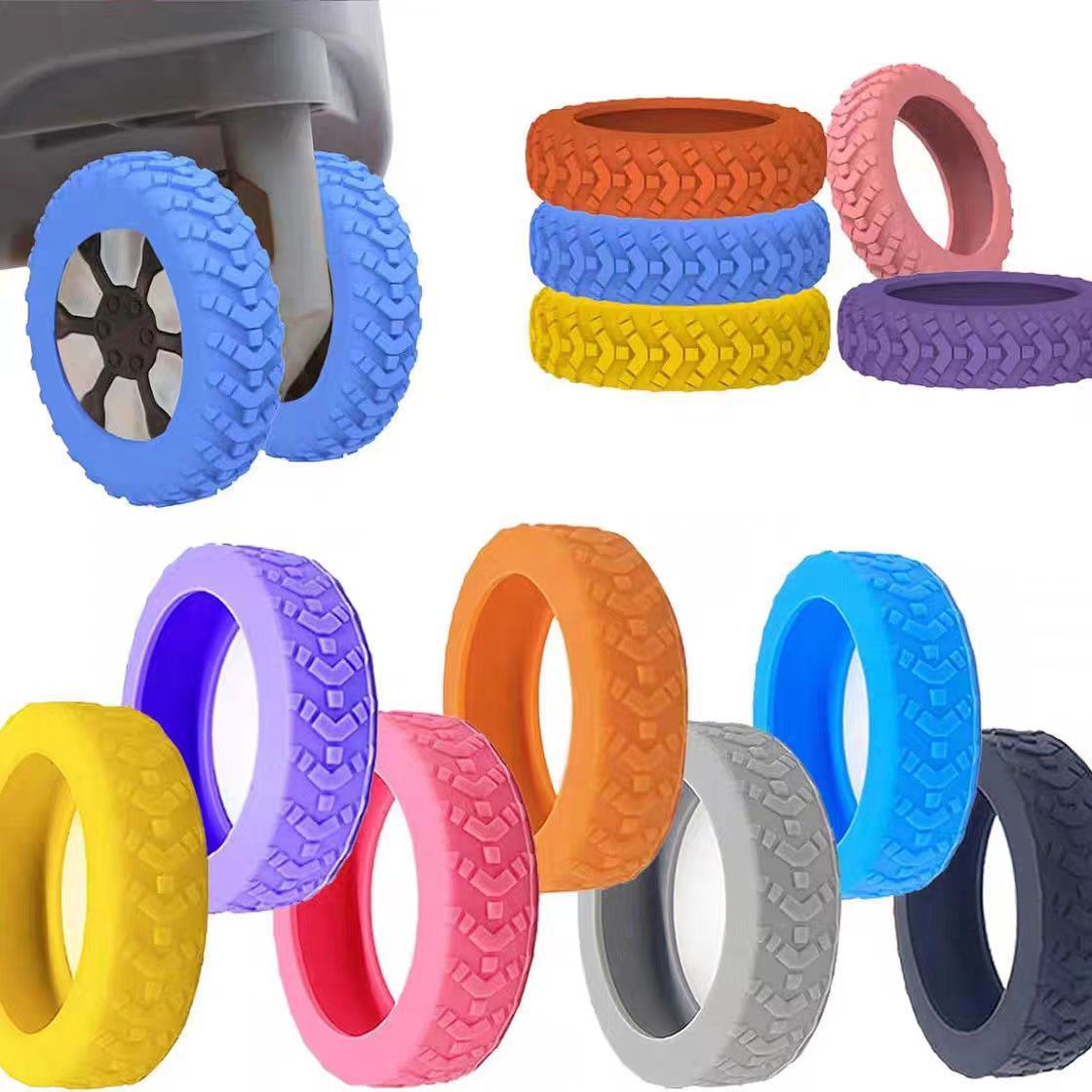 16pcs Silicone Luggage Wheel Covers, Noise Reduction & Shock Absorption Suitcase Caster Protectors, for Office Chairs