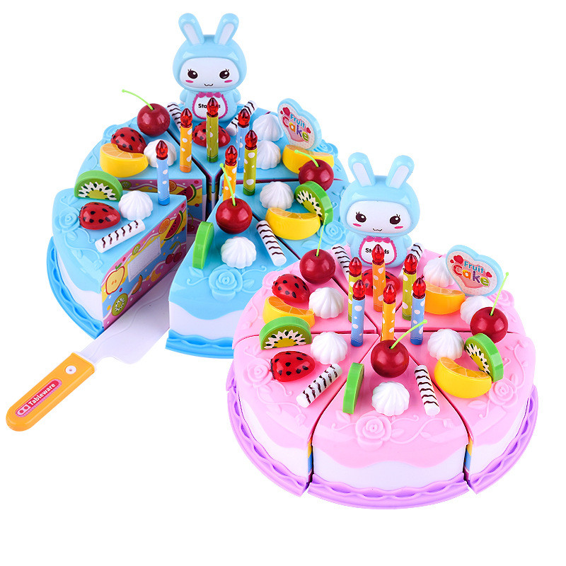Детские игрушки для торта, 37 шт., набор, сделай сам, имитация торта на день рождения, модель для резки фруктового торта, игрушка для девочек, кухня, ролевые игры, игрушки для детей
