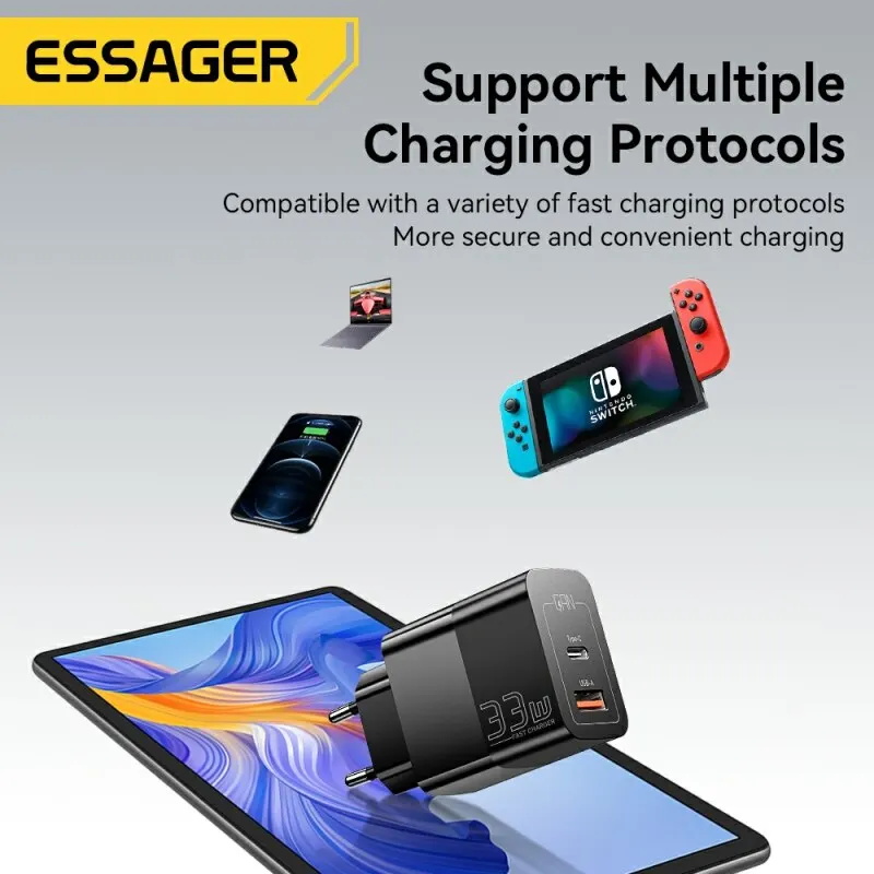 Essager usb c ladegerät 33w gan typ c pd schnell aufladen für iphone 14 13 12 11 pro max xs 8 p für ipad pro air ipad mini