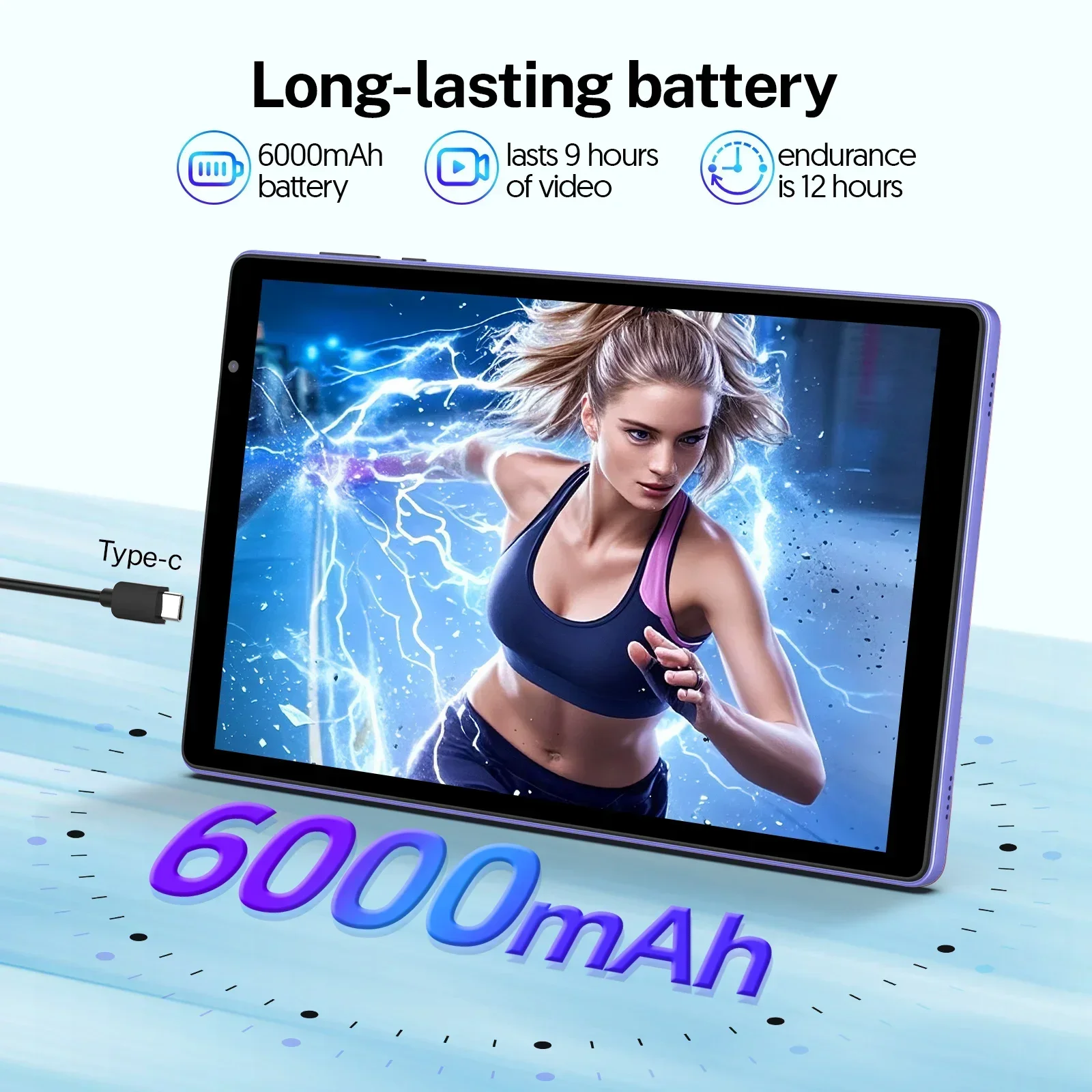 Mais recente tablet Android 14, tablet de 10 polegadas, processador Quad-core, 5G WiFi, 4 GB de ROM + 32 GB de RAM, resolução 1280 * 800, bateria de 6000 mAh