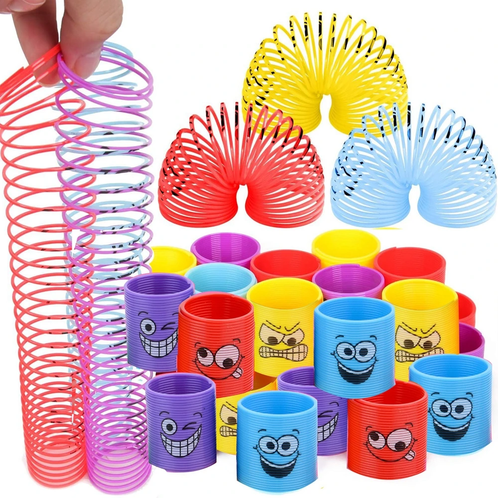 12PCS für Kinder Mädchen Jungen Lächelndes Gesicht Frühling Regenbogen Magie Zappeln Stress Schraubenfedern Groß Mini Spielzeug Party Gefälligkeiten spielzeug