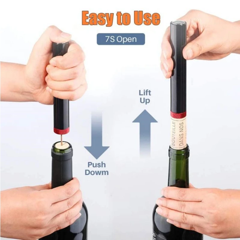 Không Quân Mới Tăng Áp Suất Dụng Cụ Mở Nút Chai Rượu Vang Di Động Thép Không Gỉ Pin Dễ Dàng Nút Chai Tẩy Bút Khắc Cho Bữa Tiệc Gia Đình Yêu Thích Rượu Vang