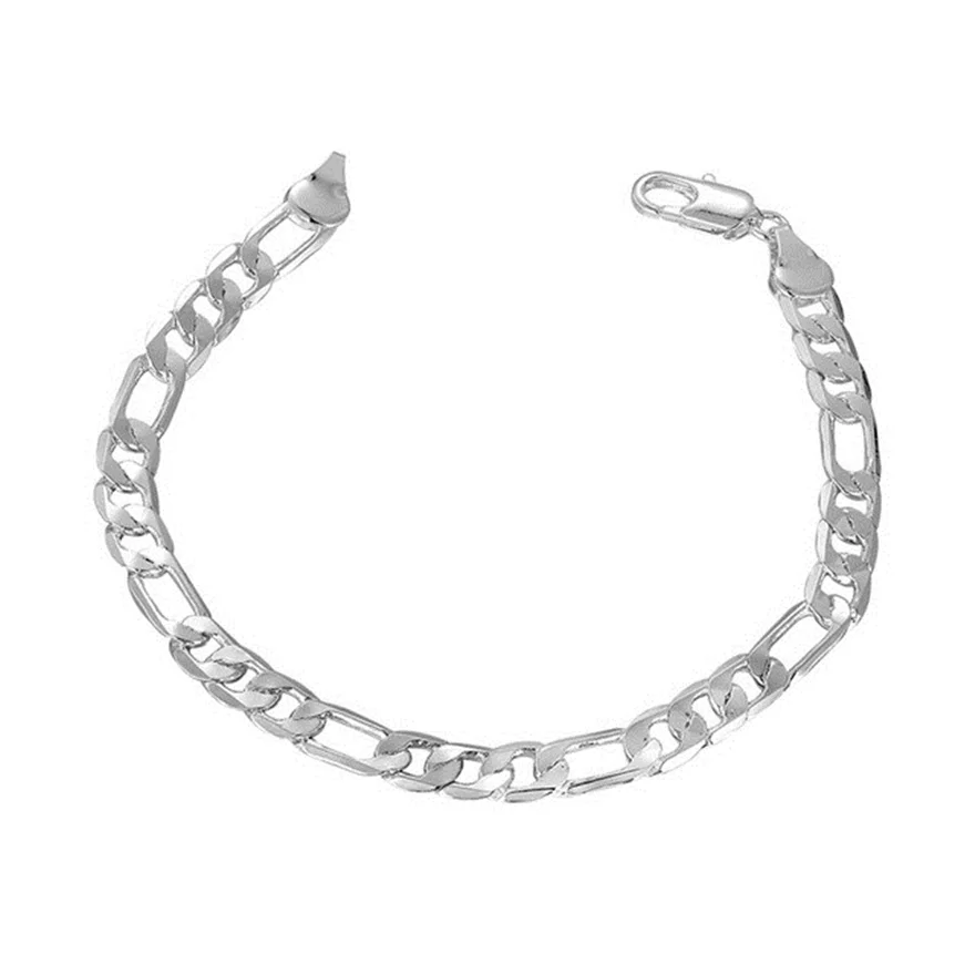 Ketting '16-30inch' armband/8in Tweedelige set driekamer verzilverde sieraden Punk ketting