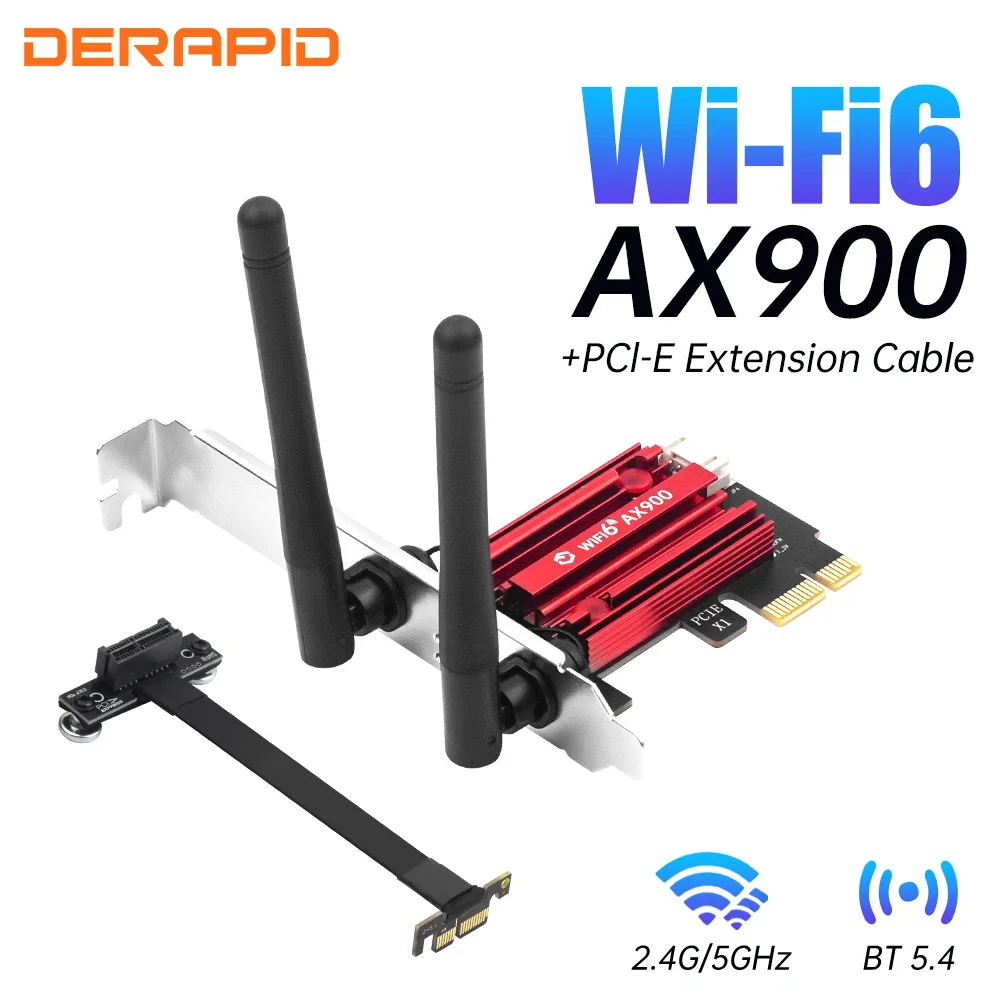 Сетевая карта Wi-Fi 6, двухдиапазонная беспроводная карта PCIe X1, 2,4 ГГц/5 ГГц, 5,4, высокоскоростные антенны Wi-Fi6 Bluetooth для настольных ПК с ОС Windows 10/11