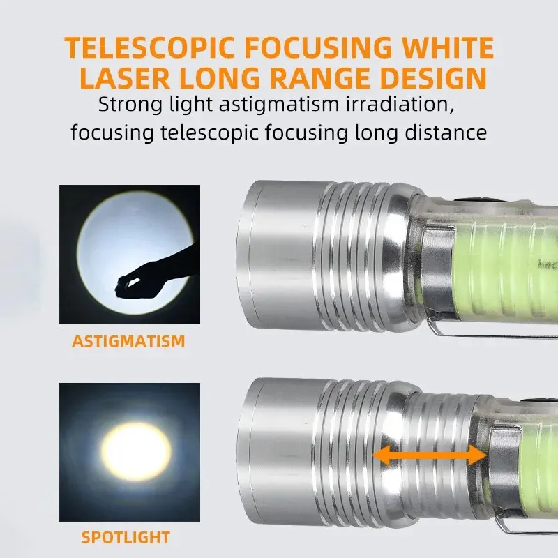 Mini-sleutelhangerzaklamp Type C Snel opladen Multifunctioneel Intrekbaar Waterdicht Fluorescerend Magnetisch Waarschuwing Campingflitser