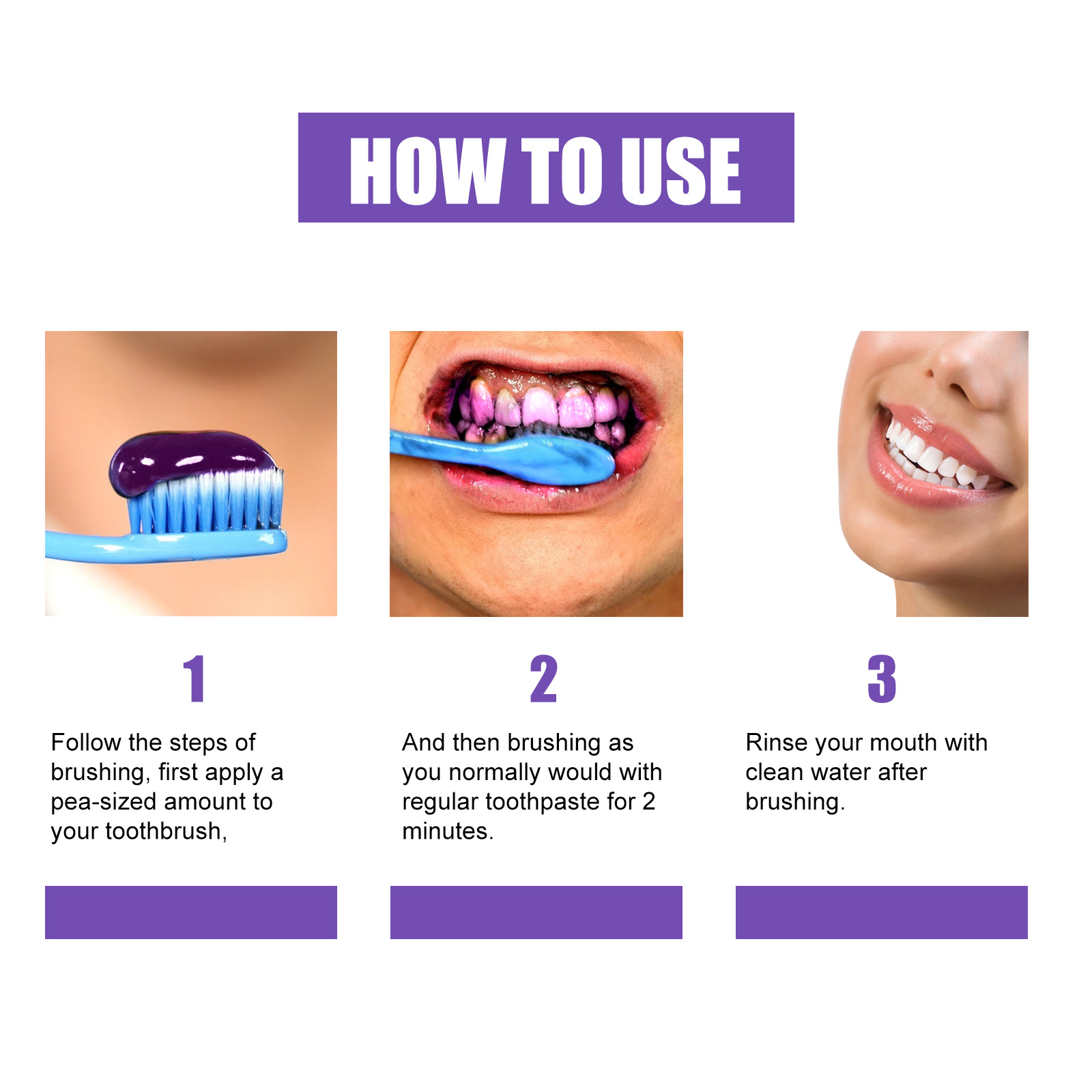 EELHOE-pasta de dientes blanqueadora, elimina las manchas de los dientes, Reduce el color amarillo, olor, aliento fresco Oral, cuidado de brillo, pasta de dientes púrpura